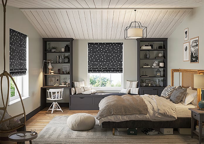 Ink Spots, Black and White - Motorised Roman Blind - Image 8